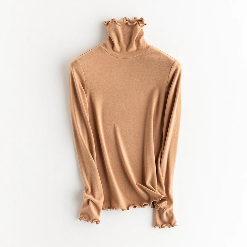 Damen Feines Langarmshirt mit Stehkragen aus Stretch‑Jersey, figurnahe Silhouette Nord Taschen