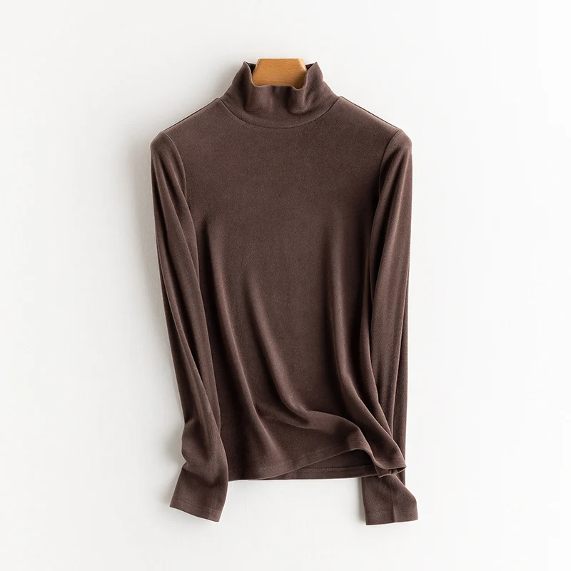 Damen Feines Langarmshirt mit Stehkragen aus Stretch‑Jersey, figurnahe Silhouette Nord Taschen