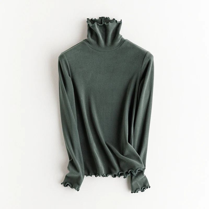 Damen Feines Langarmshirt mit Stehkragen aus Stretch‑Jersey, figurnahe Silhouette Nord Taschen