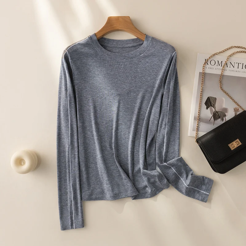 Damen Feines Langarm-Feinstrickshirt mit Kontrastpaspel an den Ärmeln Nord Taschen