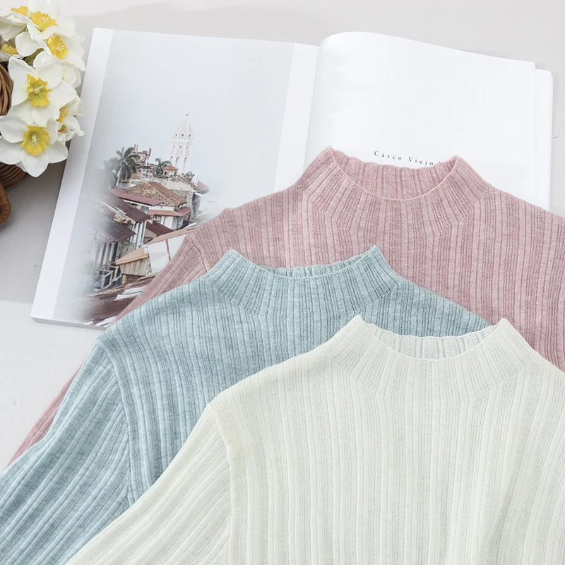 Damen Feines Geripptes Kurzarm-Feinstrickshirt mit Stehkragen Nord Taschen