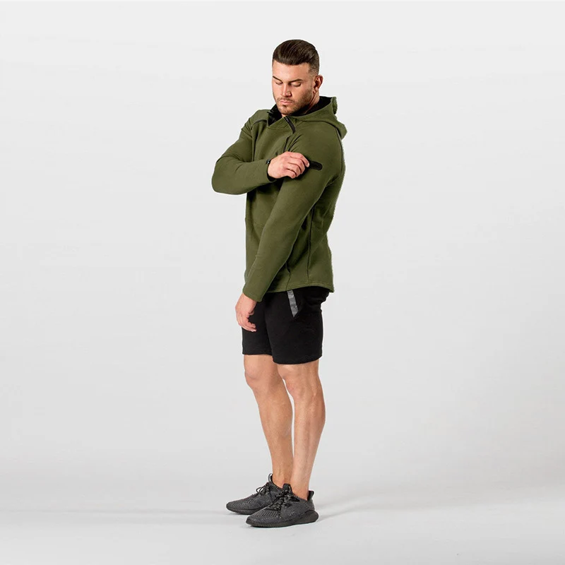Herren Enganliegender Performance-Fit Hoodie mit Kapuze, Kängurutasche und Schulter-Reißverschluss Nord Taschen