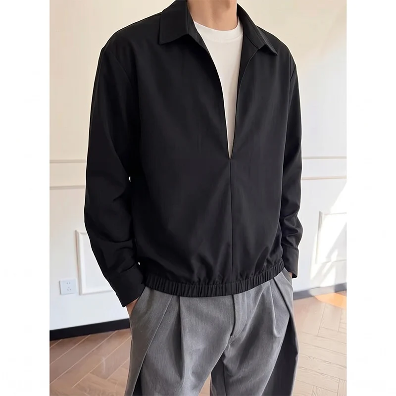 Damen Oversize-Bluse mit tiefem V-Ausschnitt, Hemdkragen und elastischem Saum Nord Taschen