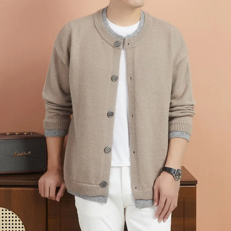 Damen Kurze Strickjacke mit Kontrastkragen und Knopfleiste Nord Taschen