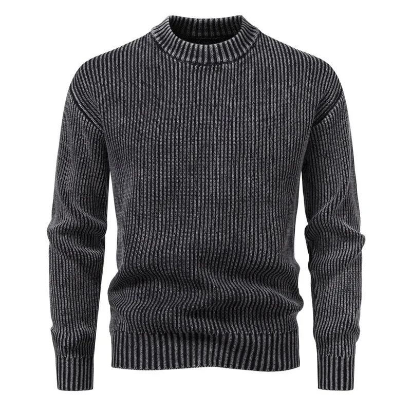 Herren Feinstrick-Rippstrickpullover mit Mockneck und elastischem Saum Nord Taschen