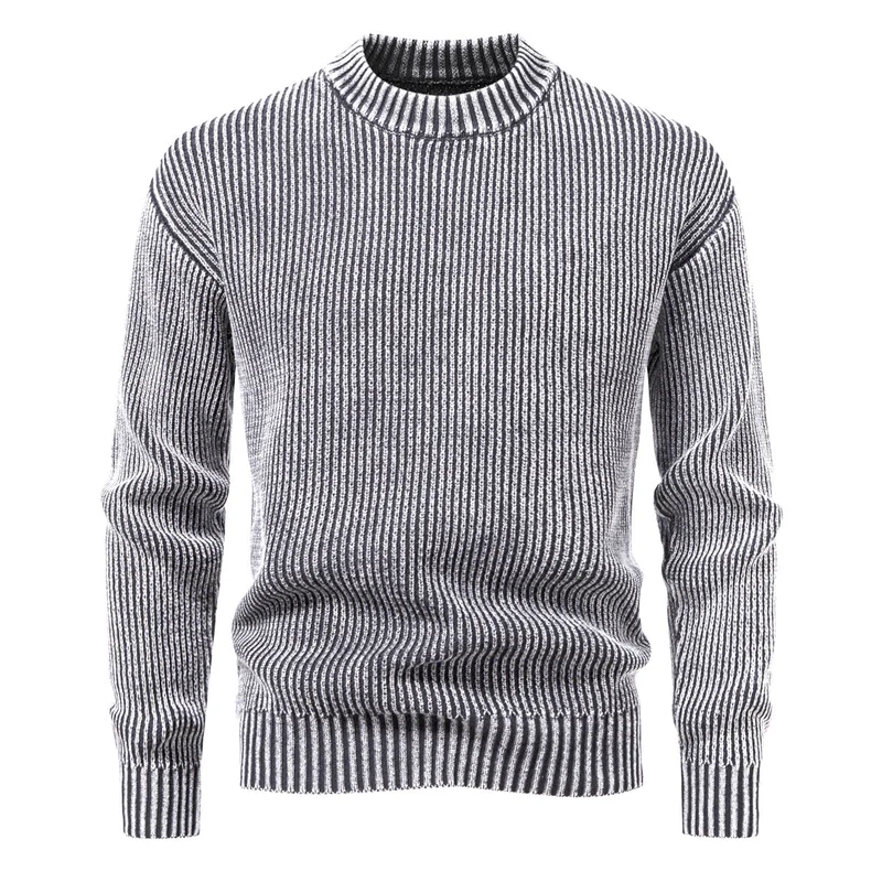 Herren Feinstrick-Rippstrickpullover mit Mockneck und elastischem Saum Nord Taschen