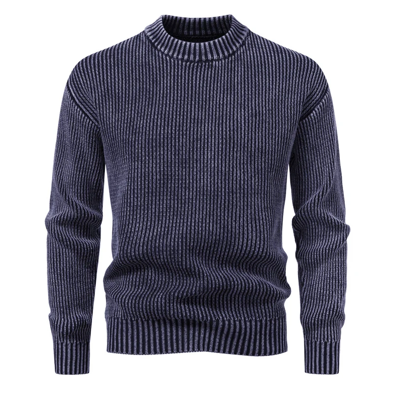 Herren Feinstrick-Rippstrickpullover mit Mockneck und elastischem Saum Nord Taschen