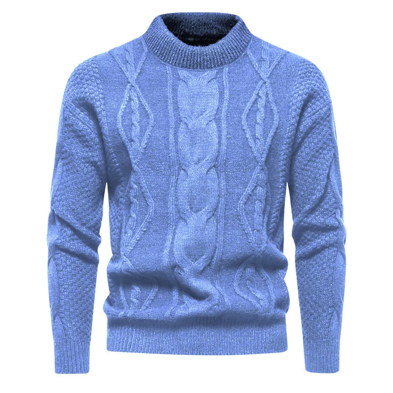Herren Feinstrick-Pullover mit kurzem Stehkragen und Zopfstrickstruktur Nord Taschen