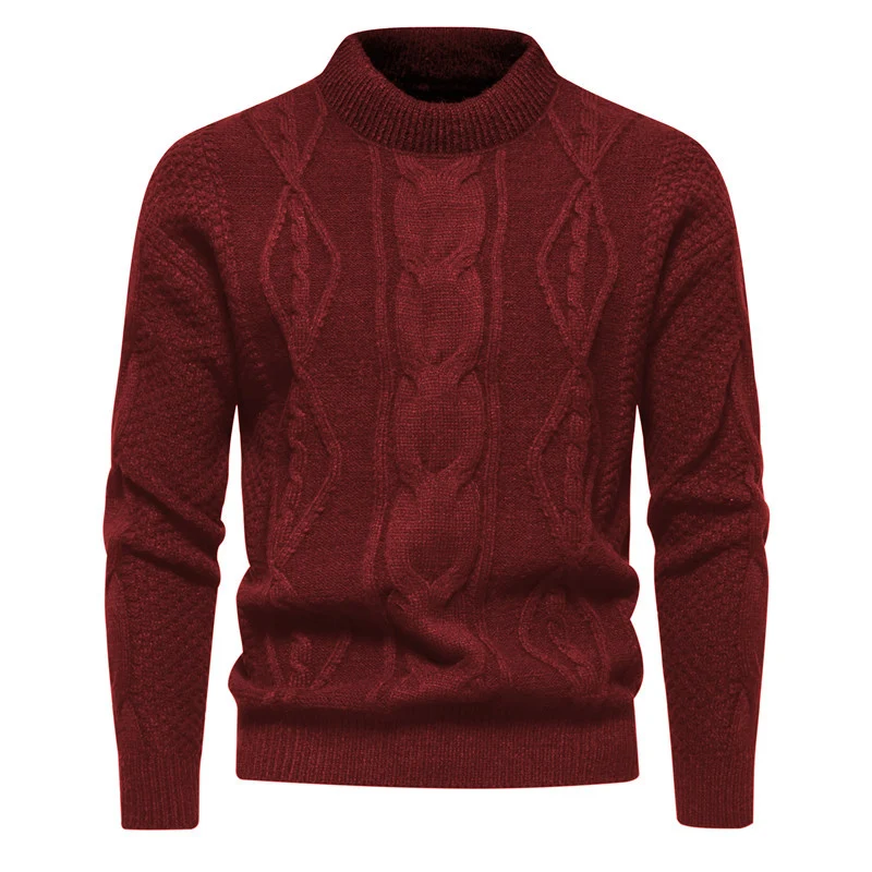 Herren Feinstrick-Pullover mit kurzem Stehkragen und Zopfstrickstruktur Nord Taschen