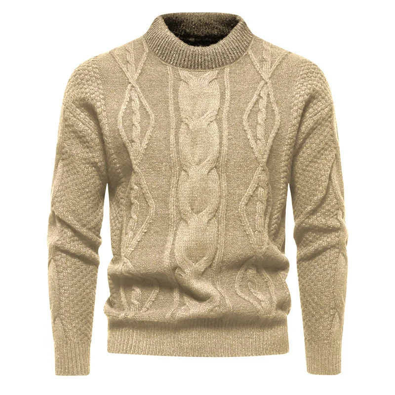 Herren Feinstrick-Pullover mit kurzem Stehkragen und Zopfstrickstruktur Nord Taschen