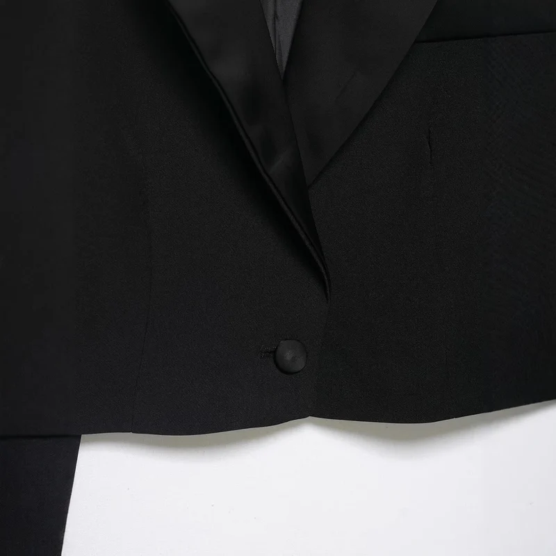 Damen Zweiteiliges Cropped-Blazer- und Maxirock-Set mit hoher Taille und hohem Beinschlitz Nord Taschen