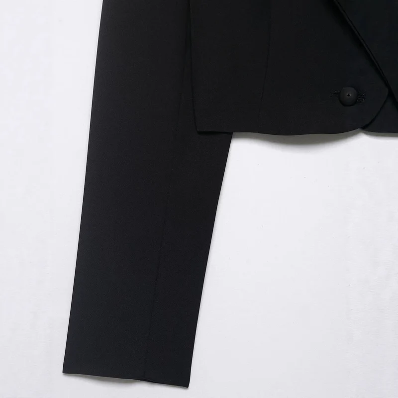 Damen Zweiteiliges Cropped-Blazer- und Maxirock-Set mit hoher Taille und hohem Beinschlitz Nord Taschen