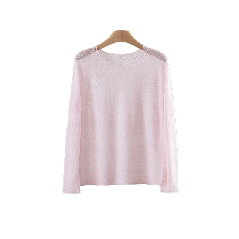 Damen Feiner Rundhals-Pullover mit Spitzenstrick-Detail Nord Taschen