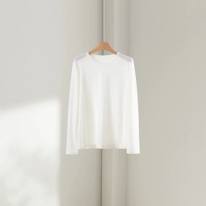 Damen Feiner Rundhals-Feinstrickpullover mit minimalistischer Silhouette und weichem Fall Nord Taschen