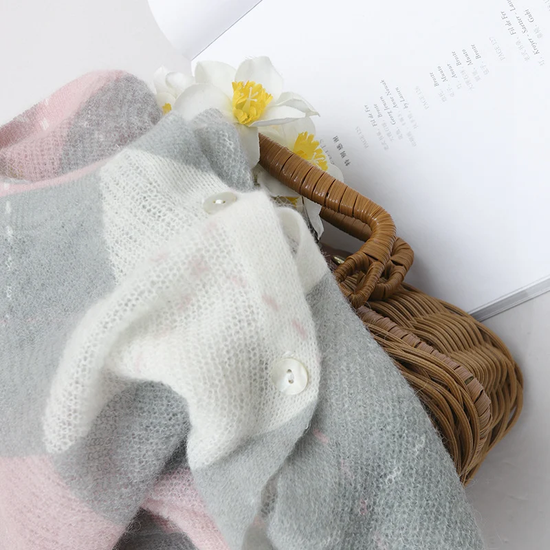 Damen Feiner Rundhals-Cardigan mit Rauten‑Argyle‑Muster aus leichtem Feinstrick Nord Taschen