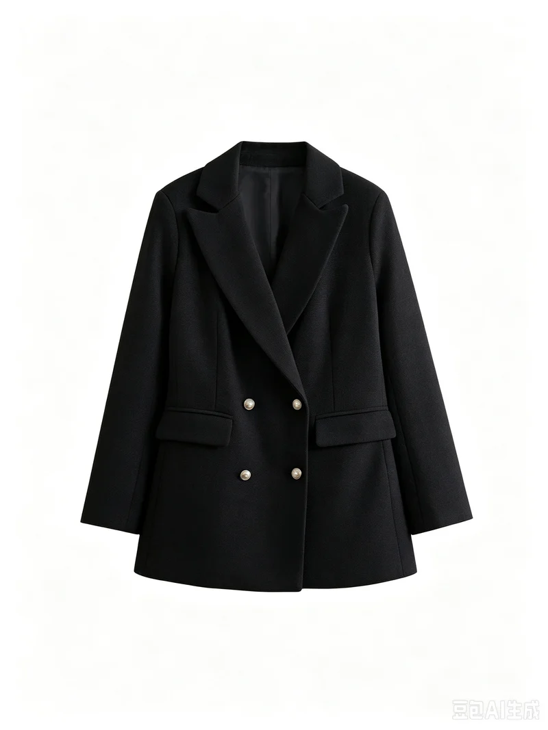 Damen Zweireihiger Bouclé-Blazer mit taillierter Silhouette und Pattentaschen Nord Taschen