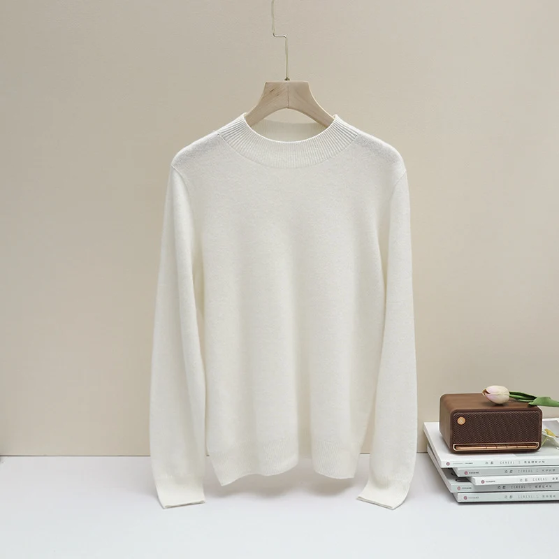 Damen Feiner Longsleeve-Rundhalspullover mit verstärktem Rippenkragen & schmeichelnder Hüftlänge Nord Taschen