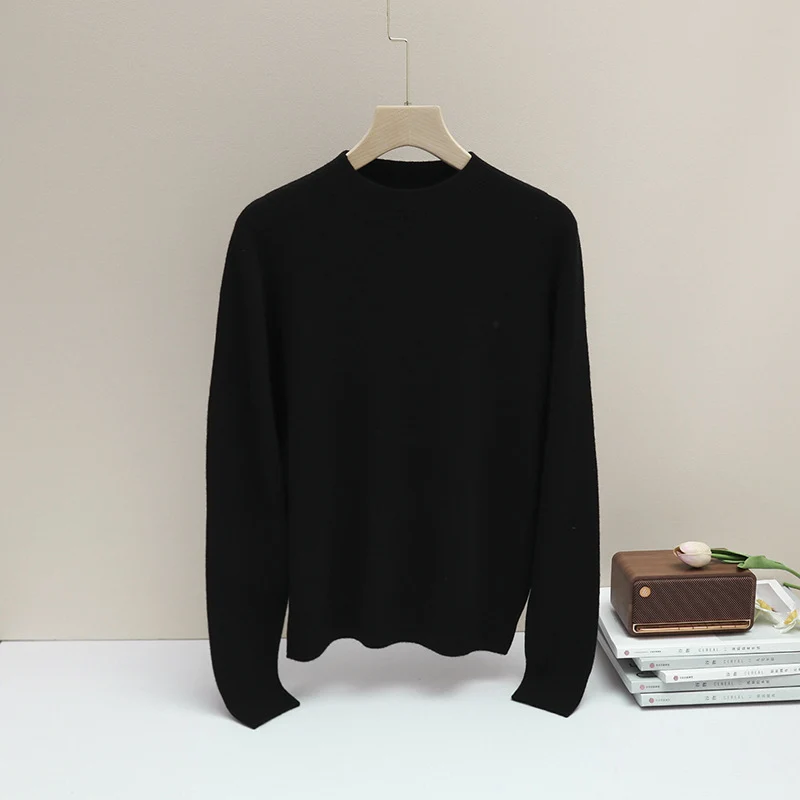 Damen Feiner Longsleeve-Rundhalspullover mit verstärktem Rippenkragen & schmeichelnder Hüftlänge Nord Taschen