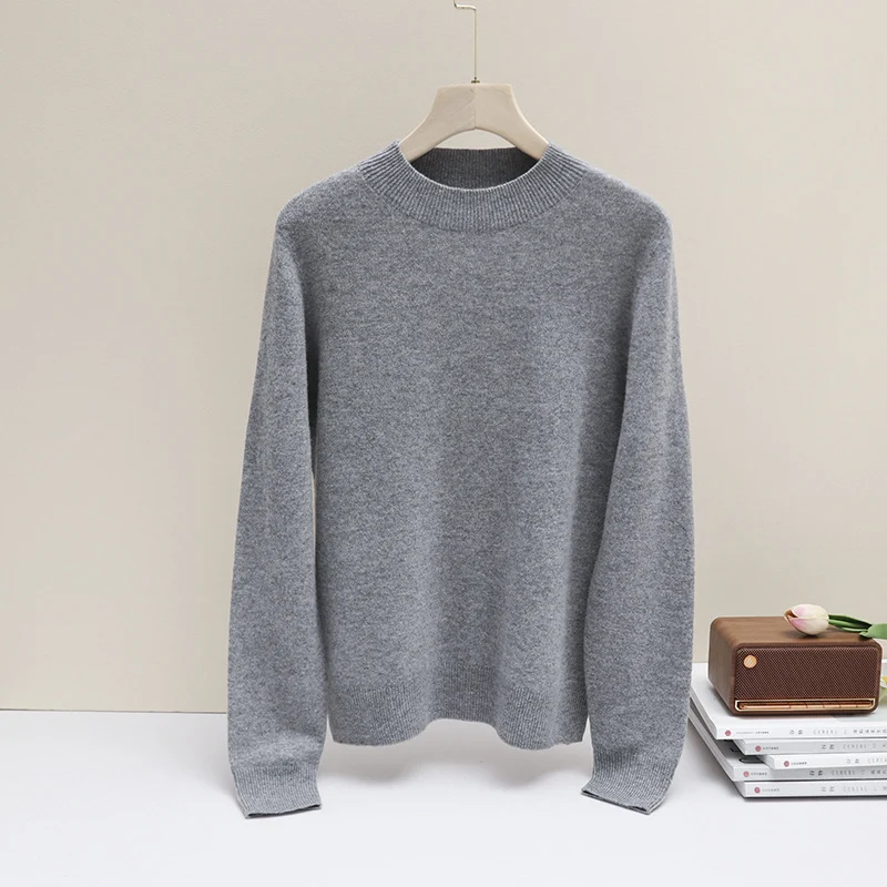 Damen Feiner Longsleeve-Rundhalspullover mit verstärktem Rippenkragen & schmeichelnder Hüftlänge Nord Taschen
