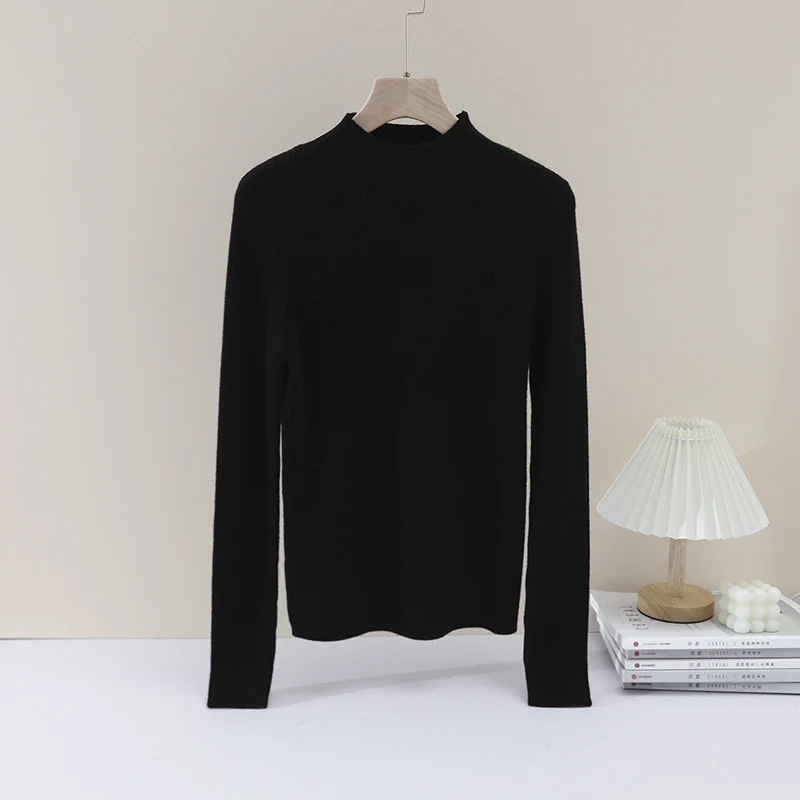 Damen Feiner gerippter Stehkragenpullover mit slim-fit Silhouette Nord Taschen