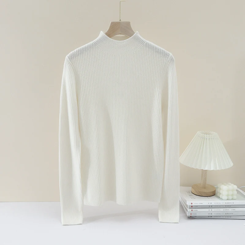 Damen Feiner gerippter Stehkragenpullover mit slim-fit Silhouette Nord Taschen