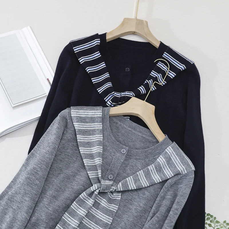 Damen Feiner Button-Cardigan mit maritimem Schultertuch-Detail aus leichtem Feinstrick Nord Taschen