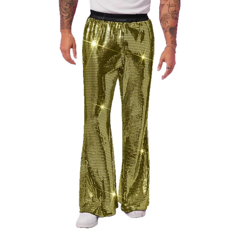 Damen Glitzer-Flared-Hose mit Pailletten und elastischem Bund Nord Taschen
