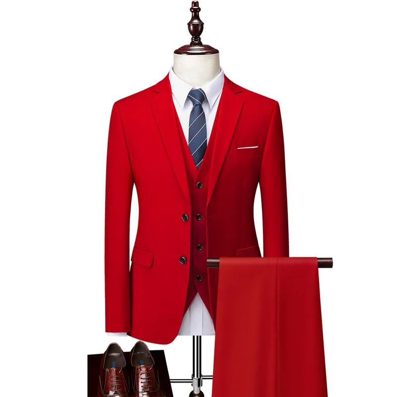 Herren Dreiteiliger Business-Anzug mit tailliertem Schnitt, Weste und klassischem Revers Nord Taschen