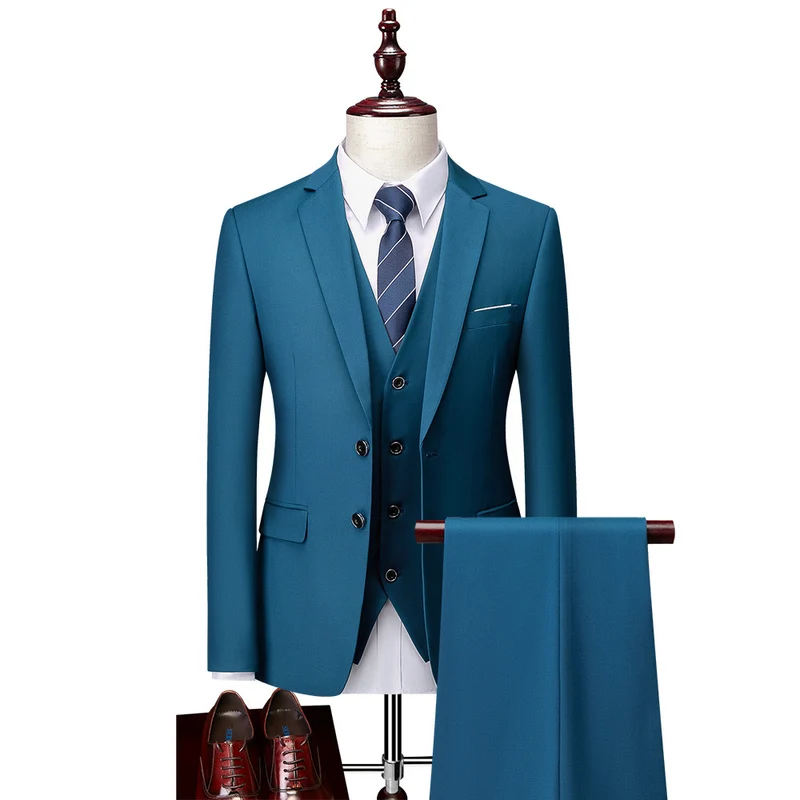 Herren Dreiteiliger Business-Anzug mit tailliertem Schnitt, Weste und klassischem Revers Nord Taschen