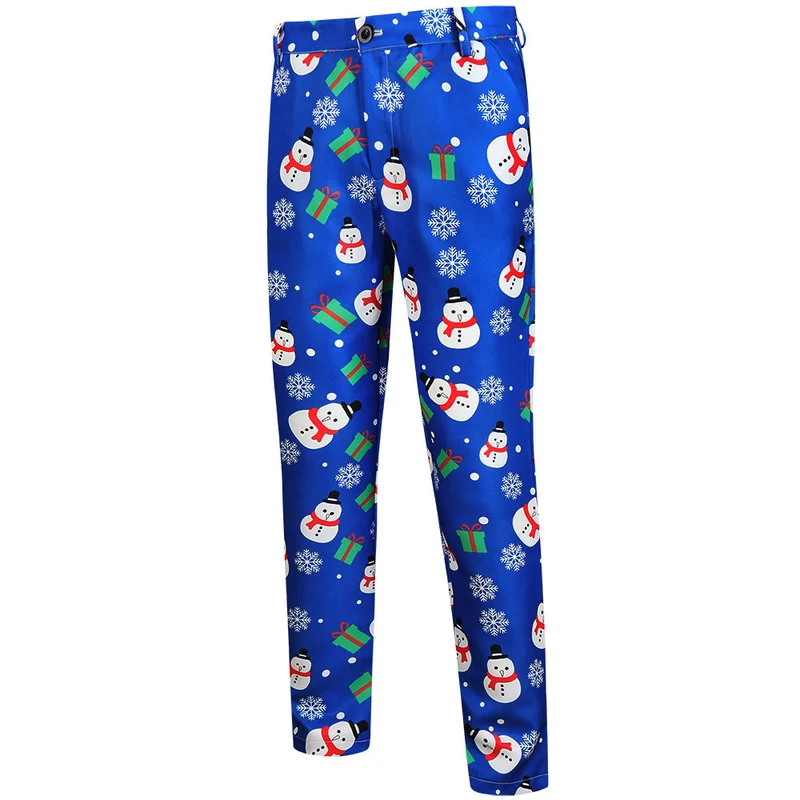 Herren Dreiteiliger Anzug mit festlichem Tannenbaum‑Print, tailliertes Sakko, Weste & Hose Nord Taschen