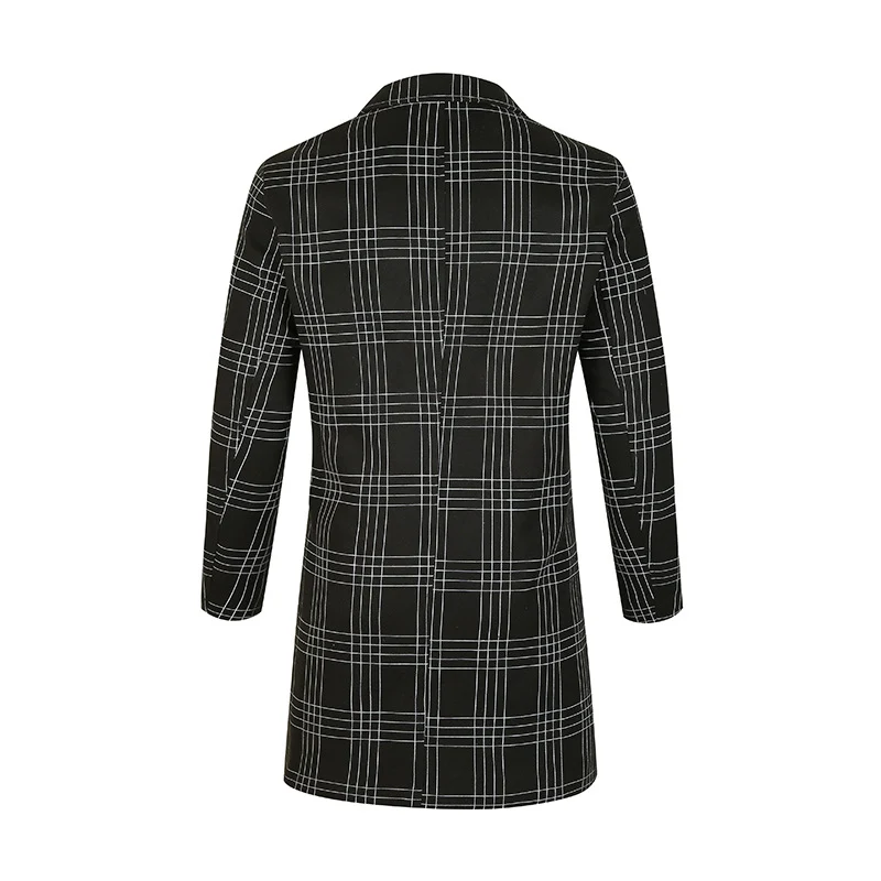 Herren Doppelreihiger Trenchcoat mit Hahnentritt‑Muster, tailliertem Schnitt und Bindegürtel Nord Taschen