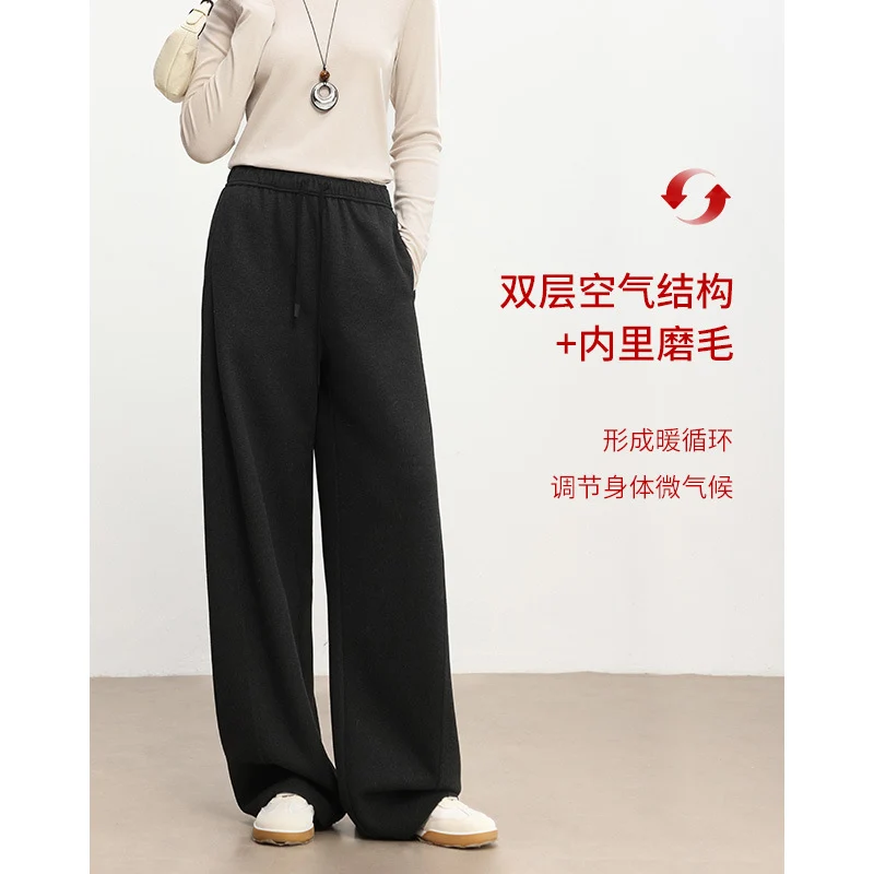Damen Elastische Wide-Leg Freizeit-Hose mit Tunnelzug und Bügelfalte Nord Taschen