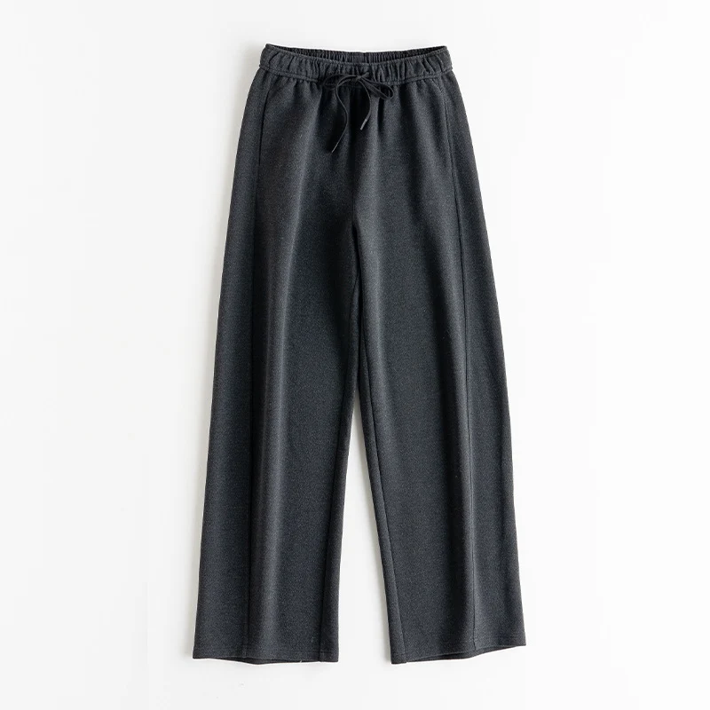 Damen Elastische Wide-Leg Freizeit-Hose mit Tunnelzug und Bügelfalte Nord Taschen