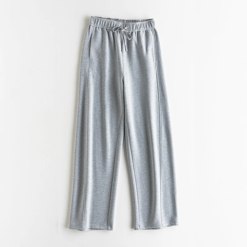 Damen Elastische Wide-Leg Freizeit-Hose mit Tunnelzug und Bügelfalte Nord Taschen