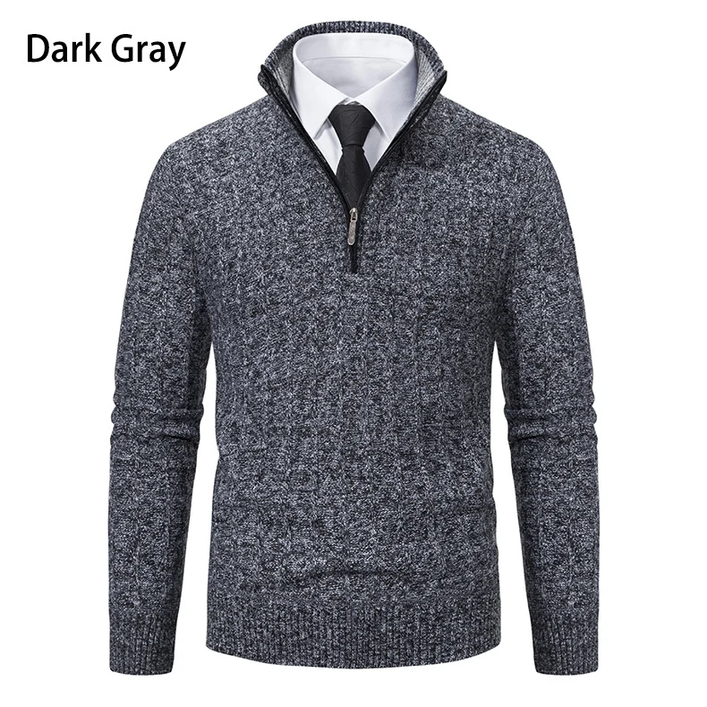 Herren Feinstrick-Halbzip-Pullover mit Zopfmuster und strukturierter Melange-Optik Nord Taschen
