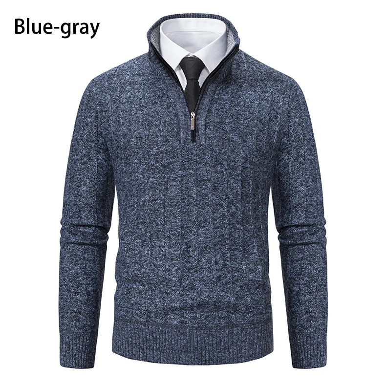 Herren Feinstrick-Halbzip-Pullover mit Zopfmuster und strukturierter Melange-Optik Nord Taschen