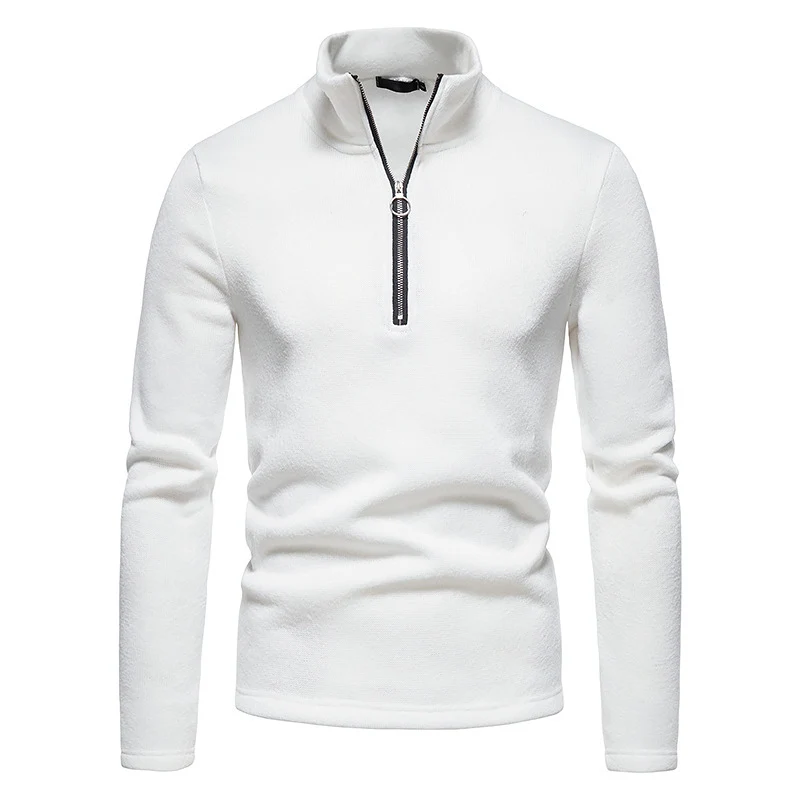 Herren Feinstrick-Halbzip-Pullover mit Stehkragen und melierter Struktur Nord Taschen