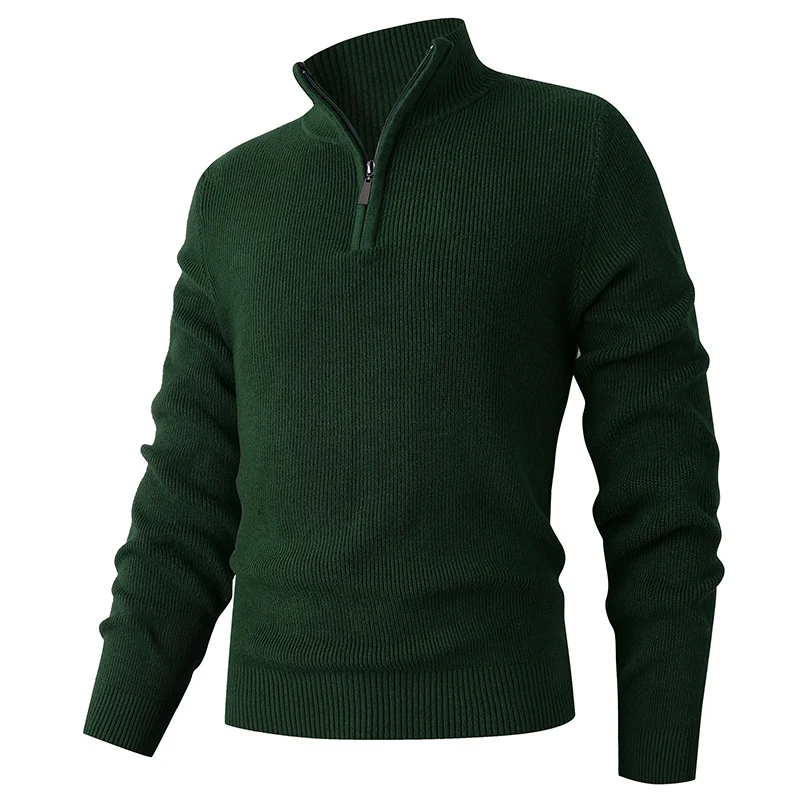 Herren Feinstrick‑Halbzip‑Pullover mit geripptem Mockneck und schlanker Passform Nord Taschen