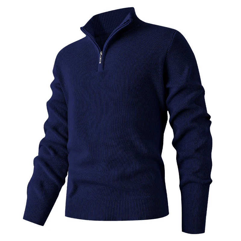 Herren Feinstrick‑Halbzip‑Pullover mit geripptem Mockneck und schlanker Passform Nord Taschen