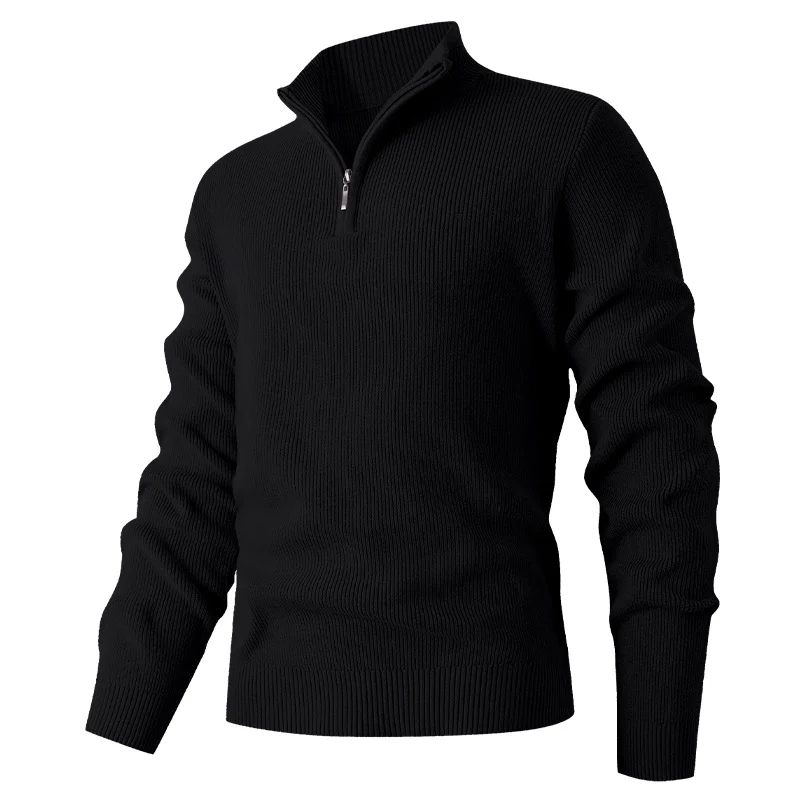 Herren Feinstrick‑Halbzip‑Pullover mit geripptem Mockneck und schlanker Passform Nord Taschen
