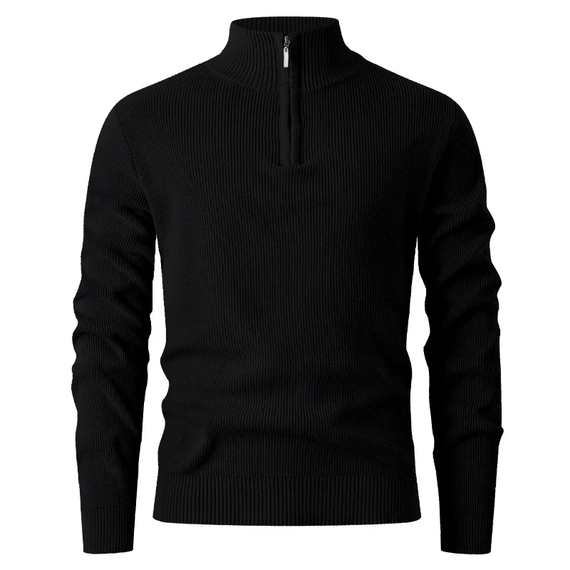 Herren Feinstrick‑Halbzip‑Pullover mit geripptem Mockneck und schlanker Passform Nord Taschen