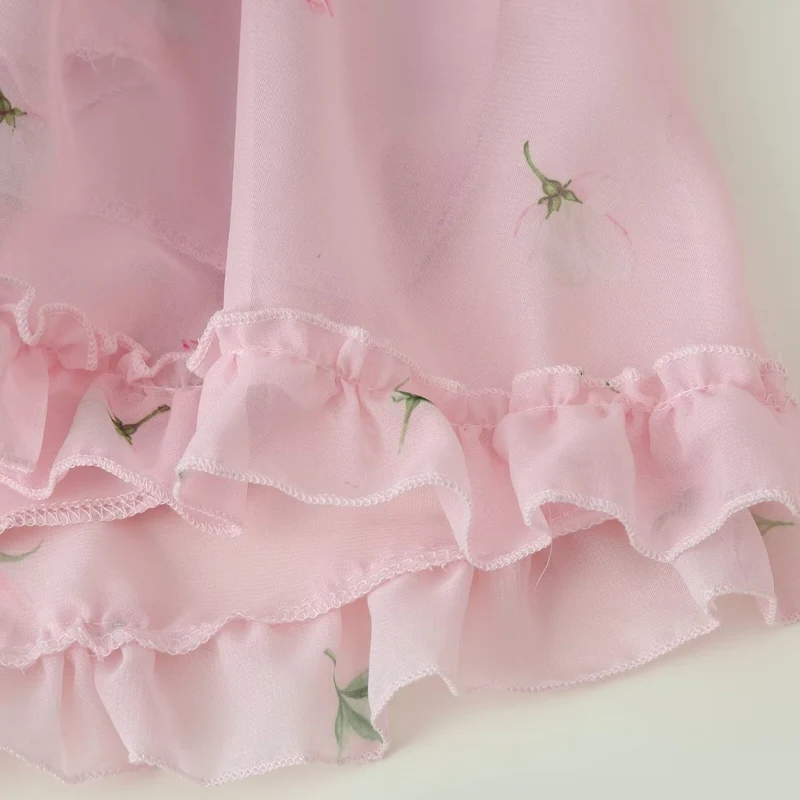 Damen Romantisches Chiffon-Minikleid mit Cut-Out-Seiten, Rüschenbesatz und Volantstufen Nord Taschen