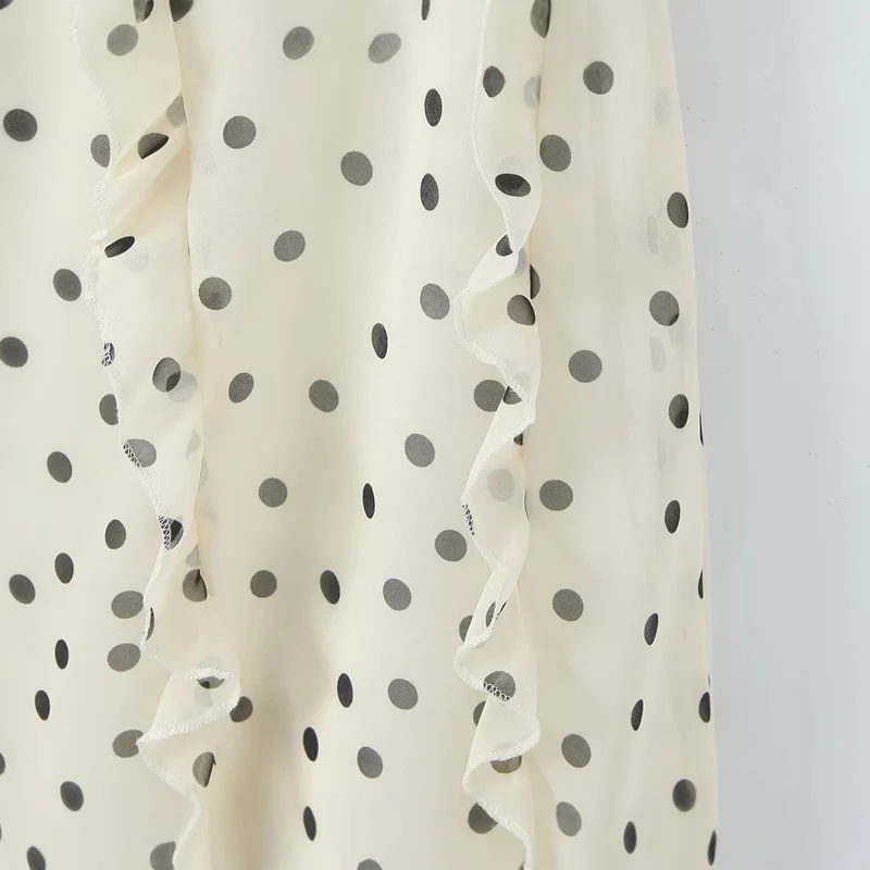 Damen Wickel-Midirock aus Chiffon mit Volants und Pünktchen-Design Nord Taschen
