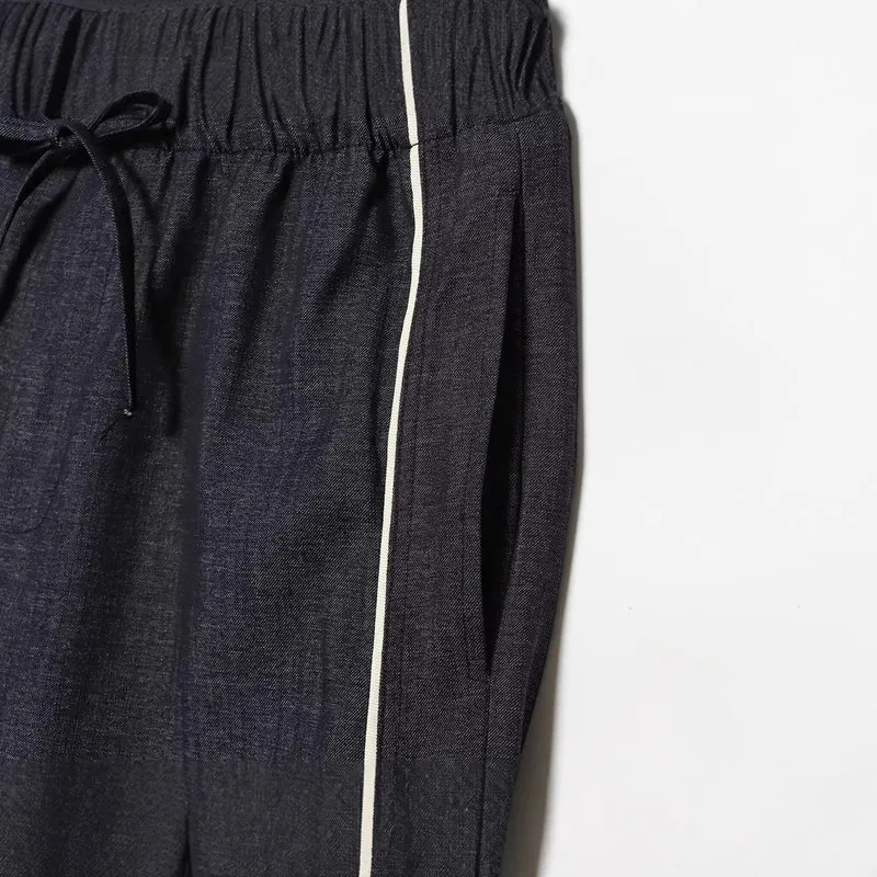 Damen Weitgeschnittene Lounge-Hose mit Tunnelzug und Kontrastpaspel Nord Taschen