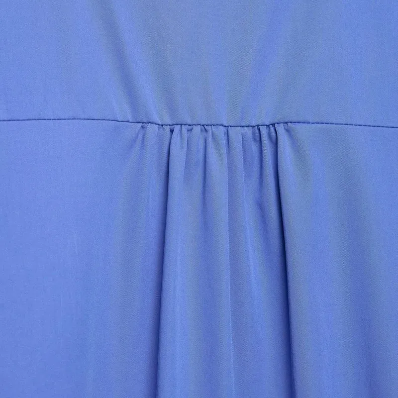 Damen weites Blusenshirt mit Ballonärmeln, Rundhalsausschnitt und kurzem Frontreißverschluss Nord Taschen
