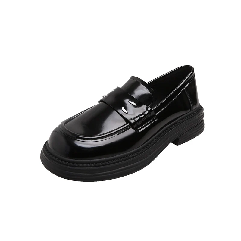 Damen Glänzende Penny‑Loafer im Retro‑Chunky‑Look mit sculpted Plateau‑Sohle Nord Taschen