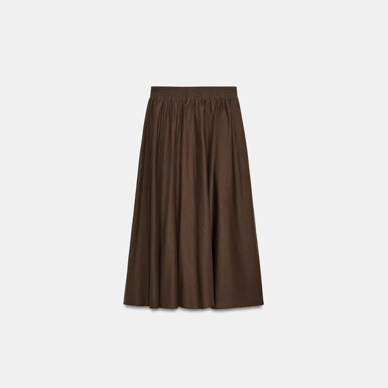 Damen Weicher A-Linien-Midirock mit elastischem Gummibund und fließender Chiffon‑Optik Nord Taschen
