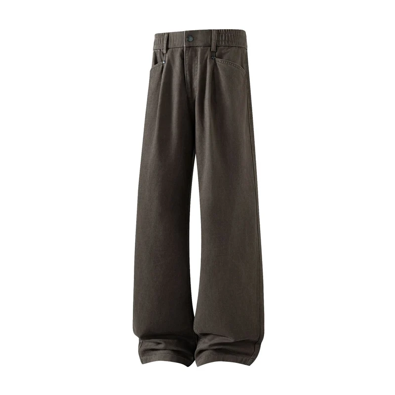 Herren weite Relax-Fit Stoffhose mit hohem Bund und geradem Bein Nord Taschen