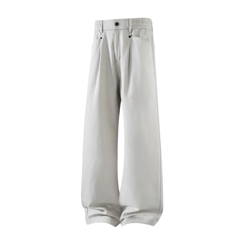 Herren weite Relax-Fit Stoffhose mit hohem Bund und geradem Bein Nord Taschen