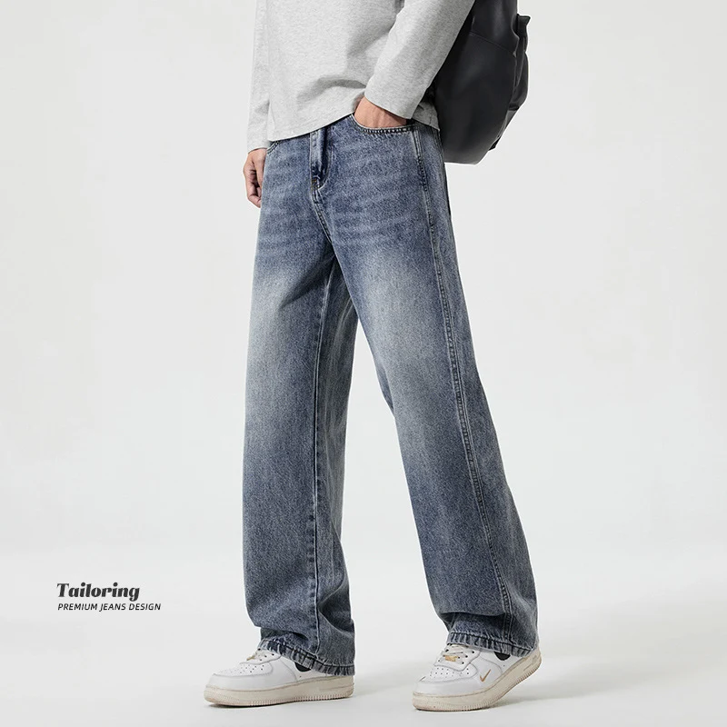 Herren Weite Baggy-Jeans im Used-Look mit Relaxed‑Sitz und geradem Bein Nord Taschen